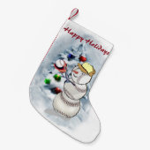 Baseball Snowman Kerstmis Kleine Kerstsok (Voorkant (Hangend))