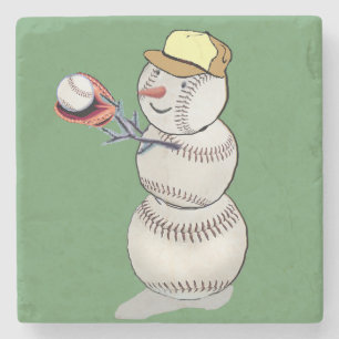 Baseball Snowman Stenen Onderzetter