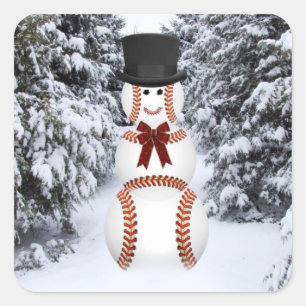 Baseball Snowman Vierkante Sticker