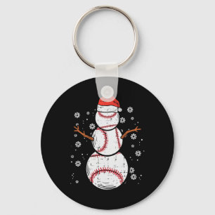 Baseball Snowman Xmas Mannen voor kerstcadeautjes Sleutelhanger