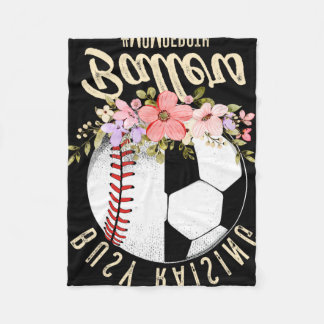 Baseball Soccer Mom Of Both Busy Raising Ballers  Fleece Deken