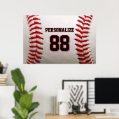 Baseball Softball Aangepaste Naam en Nummer Poster (Thuiskantoor)