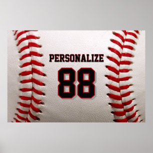 Baseball Softball Aangepaste Naam en Nummer Poster