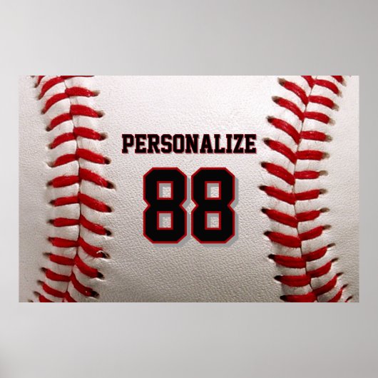 Baseball Softball Aangepaste Naam en Nummer Poster (Voorkant)