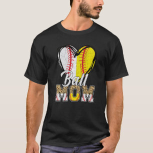 Baseball Softball Ball Mam Leopard Vrouwen T-shirt