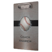Baseball Softball Coach Aangepaste naam Faux Metal Klembord (Links)