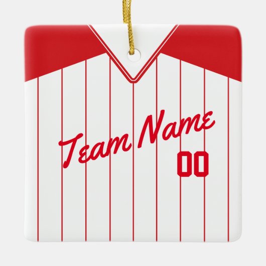 Baseball Softball Jersey Gepersonaliseerde organis Keramisch Ornament (Voorkant)