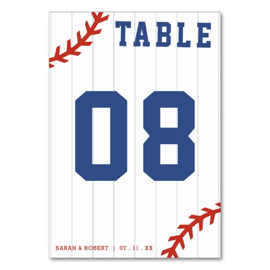 Baseball Softball Pinstripe Huwelijksreceptie Kaart (Voorkant)