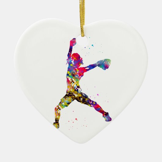 Baseball Softball Pitcher Keramisch Ornament (Voorkant)