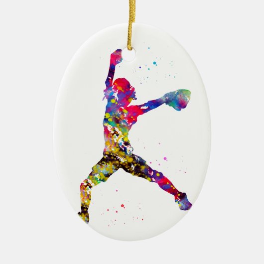 Baseball Softball Pitcher Keramisch Ornament (Voorkant)