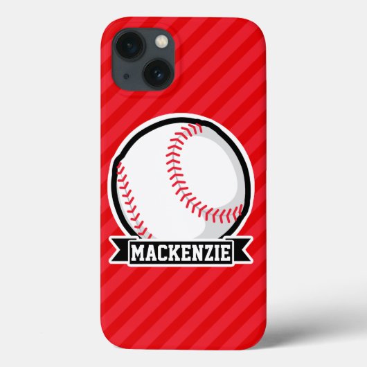 Baseball, Softball; Rode diagonale strepen Case-Mate iPhone Case (Achterkant)