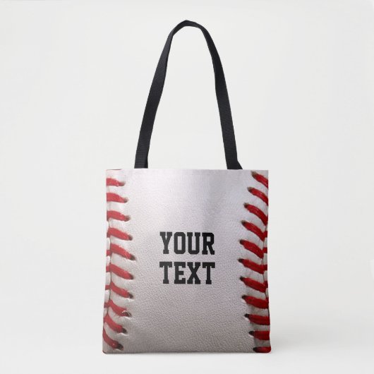 Baseball Softball Steekwerk Aangepaste Tekst Draagtas (Voorkant)