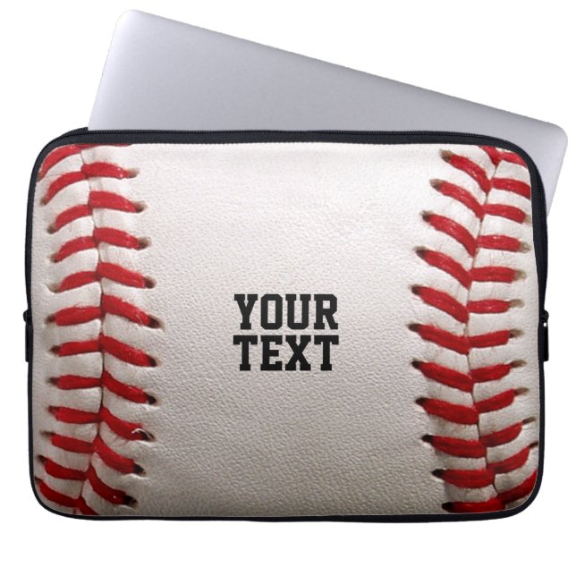 Baseball Softball Steekwerk Aangepaste Tekst Laptop Sleeve (Voorkant)