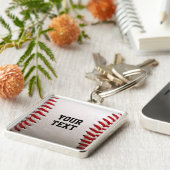 Baseball Softball Steekwerk Aangepaste Tekst Sleutelhanger (Zijkant)