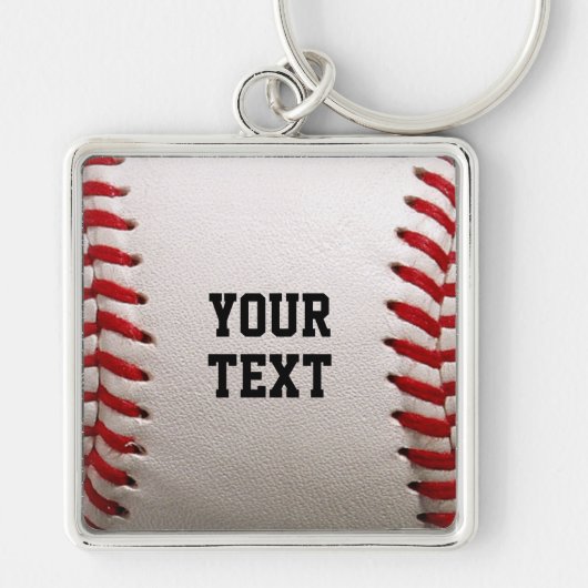 Baseball Softball Steekwerk Aangepaste Tekst Sleutelhanger (Voorkant)