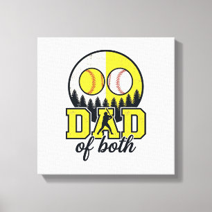 Baseball Softball Vader van Beide Vintage Vector O Canvas Afdruk