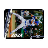 Baseball speler Custom Blauw Magneet (Horizontaal)