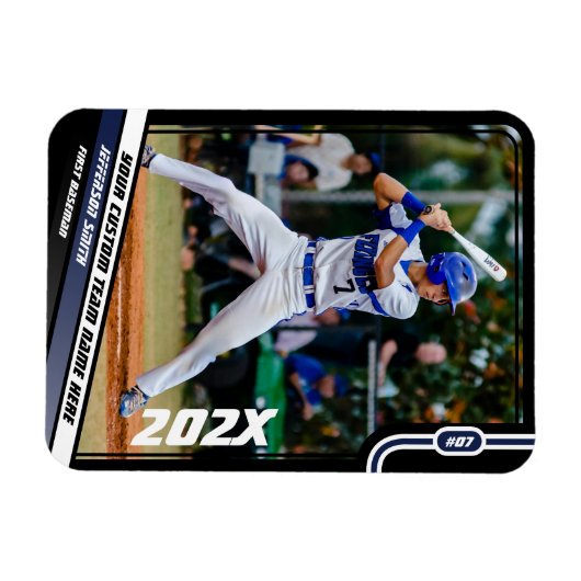 Baseball speler Custom Blauw Magneet (Horizontaal)
