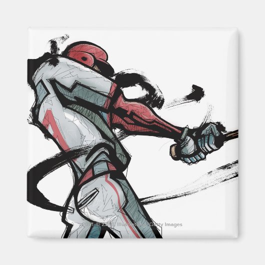 Baseball-speler die knijpende knuppel, zijdelings magneet (Voorkant)