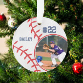 Baseball Speler Naam Nummer Foto Keepsake Ornament