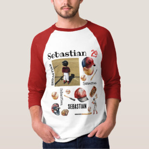 Baseball speler Softball GEPERSONALISEERDE Foto Na T-shirt
