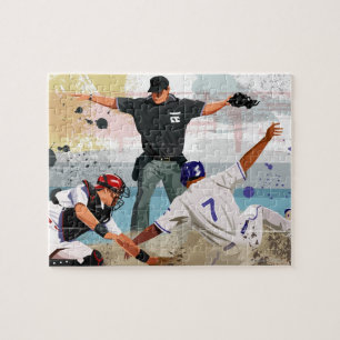 Baseball-speler veilig thuis in bord legpuzzel