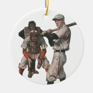  Baseball-spelers in sport Keramisch Ornament