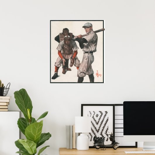  Baseball-spelers in sport Poster (Thuiskantoor)