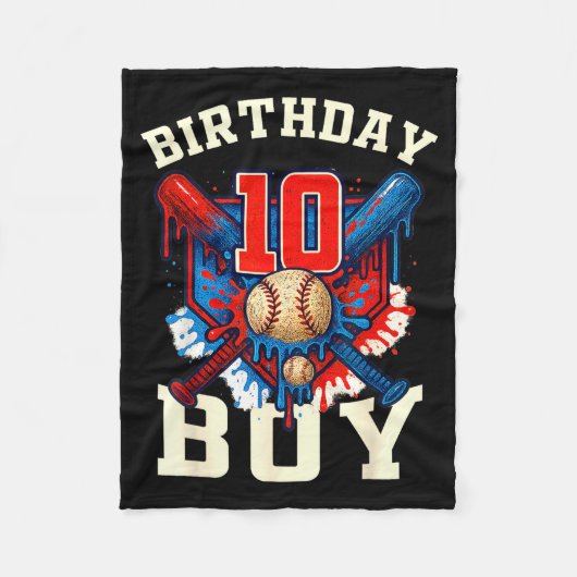 Baseball Splash Drip 10th Birthday Srts Lover Boy Fleece Deken (Voorkant)