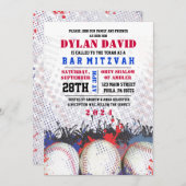 BASEBALL Splatter Bar Bat mitzvah Invitation (Devant / Derrière)