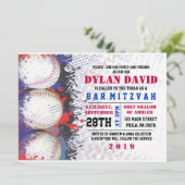 BASEBALL Splatter Bar Bat mitzvah Invitation (Debout devant)