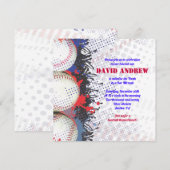 BASEBALL Splatter Bar Bat mitzvah Invitation (Devant / Derrière)