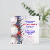 BASEBALL Splatter Bar Bat mitzvah Invitation (Debout devant)