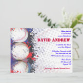 BASEBALL Splatter Bar Bat Mitzvah Uitnodiging (Staand voorkant)