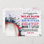 BASEBALL Splatter Bar Bat Mitzvah Uitnodiging (Voorkant / Achterkant)