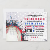 BASEBALL Splatter Bar Invitation Bat mitzvah (Devant)
