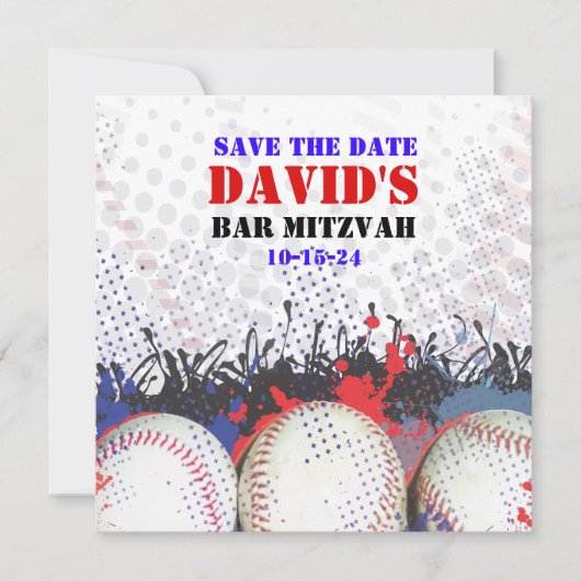BASEBALL SPLATTER Bar Mitzvah ENREGISTRER LA carte (Devant)