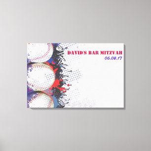 BASEBALL Splatter Sign-In Memory Board Canvas Afdruk