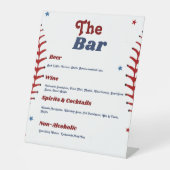 Baseball Sport Bachelorette Mimosa Bar Reclamebord Met Voetstuk (Voorkant)