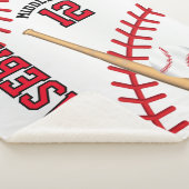 Baseball Sport Ball Design - Red Sherpa Deken (3/4)