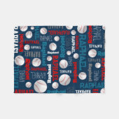 Baseball sport blauwe rode witte achternaam fleece deken (Voorkant (Horizontaal))