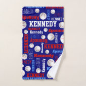Baseball sport bleu rouge blanc nom personnalisé (Serviette à main)