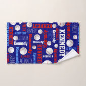 Baseball sport bleu rouge blanc nom personnalisé (Serviette à main)