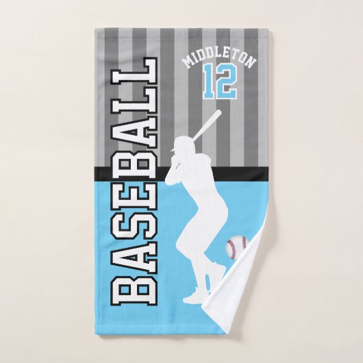Baseball Sport en Bleu Bébé et Gris (Serviette à main)
