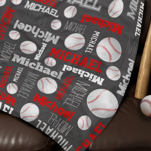 Baseball-sport grijs rode witte maataanduiding fleece deken
