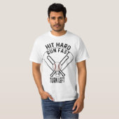 Baseball sport tee - Hit hard, run fast, turn left T-shirt (Voorkant volledig)