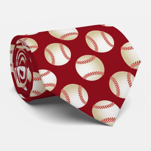 Baseball Sport Thema Pattern Coach Red Stropdas (Opgerold)
