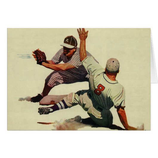 Baseball Sportif Vintage, Joueur Glissant vers le (Devant horizontal)