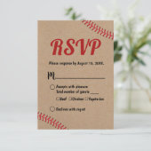 Baseball Sports Rustic Kraft Weddenschap RSVP Reac (Staand voorkant)