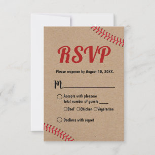 Baseball Sports Rustic Kraft Weddenschap RSVP Reac